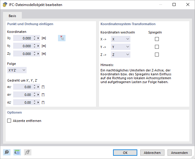 Settings for IFC Export