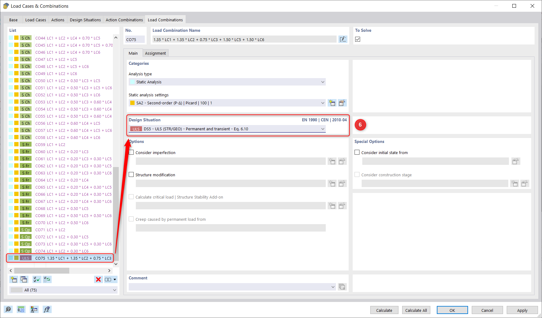 FAQ 005407 | How can I design an element for selected load combination(s) only, in RFEM 6?