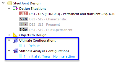 Default Configurations for Steel Joint Design of ULS and Stiffness Analysis