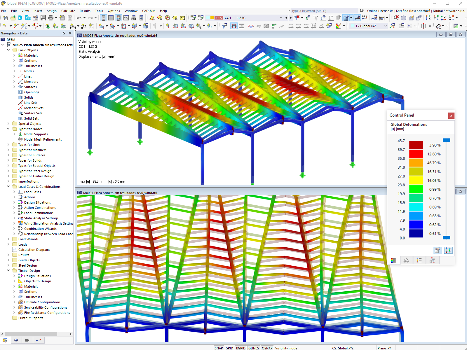 Deformation of Timber Structure in RFEM