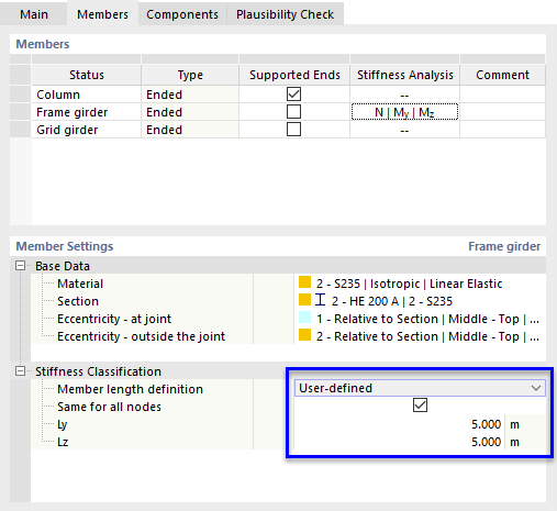 Specifying User-Defined Length for Stiffness Classification