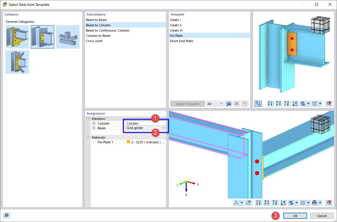 Assigning Column and Beam