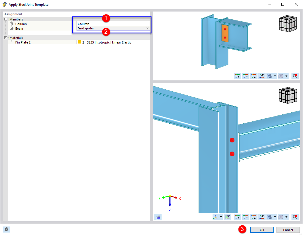 Assigning Column and Beam