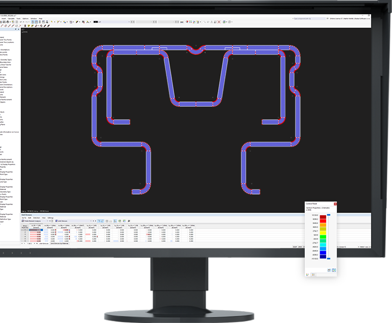 This image shows RSECTION conducting cross section evaluation and stress analysis.