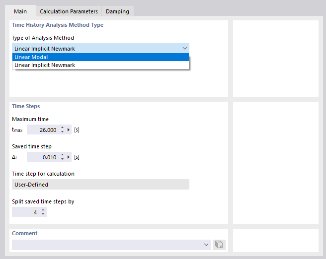 Defining Analysis Method and Time Steps