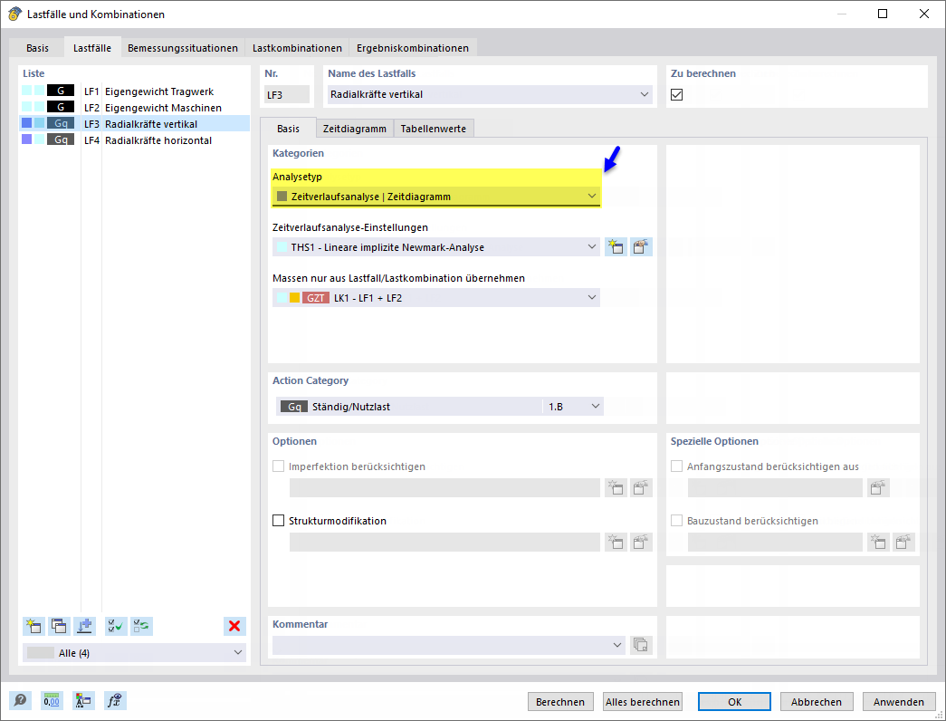 Defining Analysis Type "Time History Analysis" for Load Case