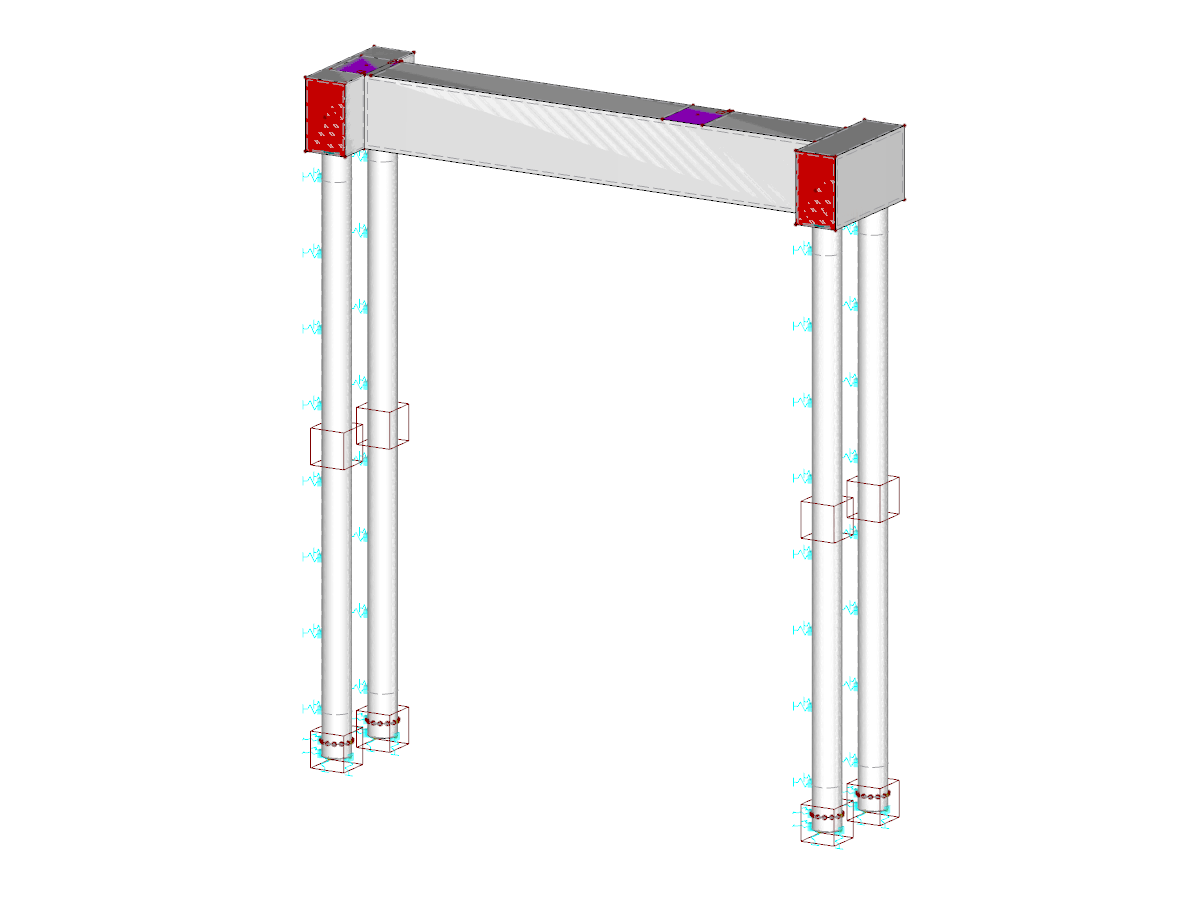 2 Pile Heads, 4 Piles, 1 Beam