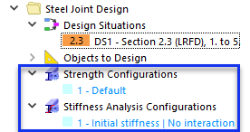 Default Strength and Stiffness Analysis Configurations