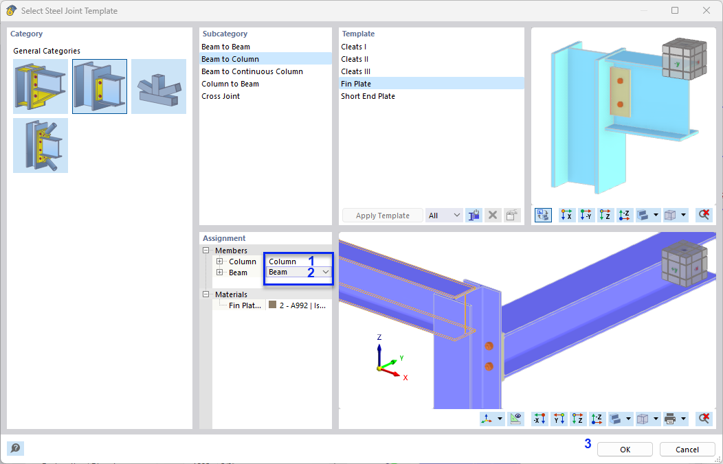 Assigning Column and Beam