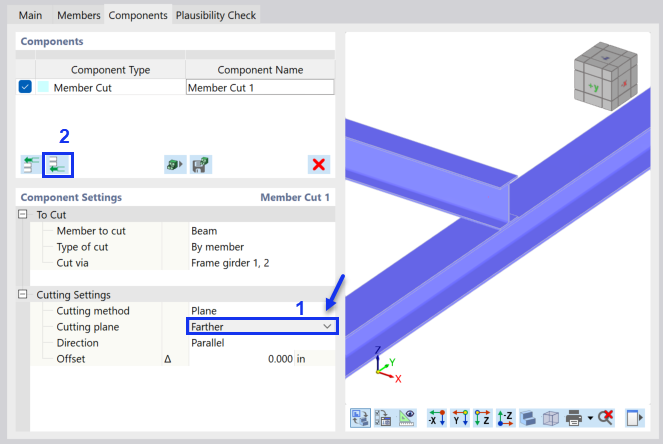 Defining Cutting Plane for Member Cut