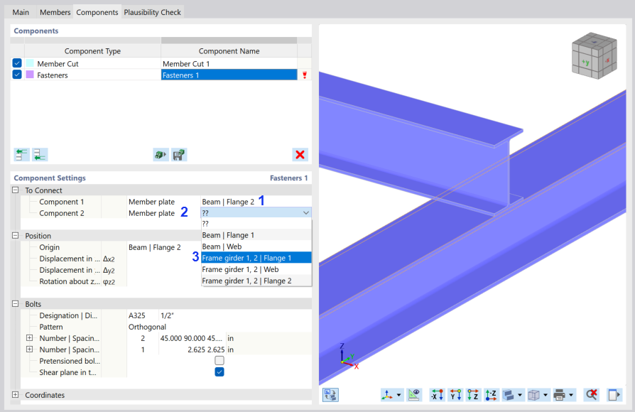 Defining Components for Fasteners