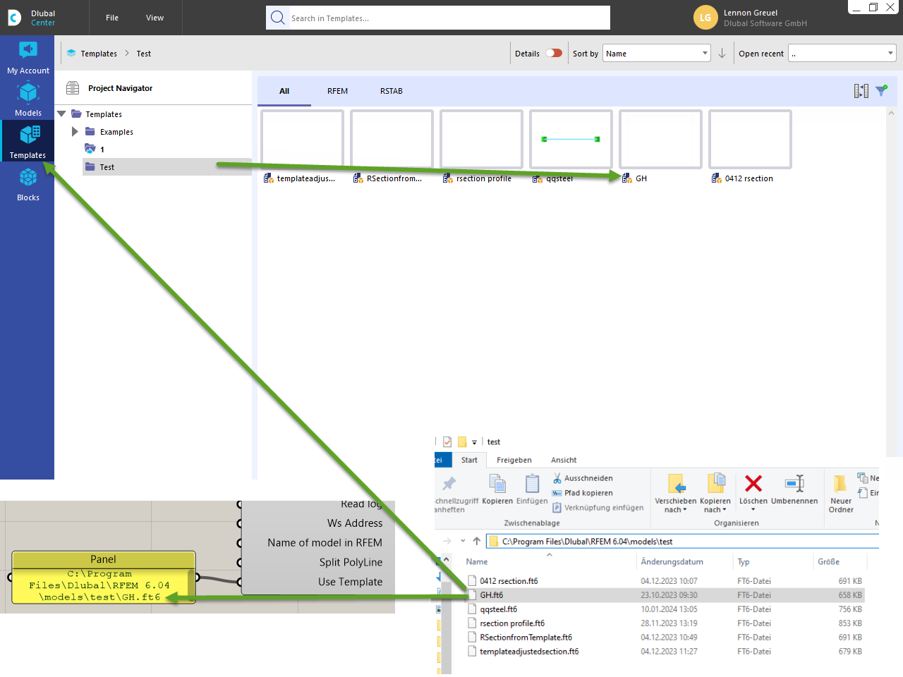 Template Linked to Project in Dlubal Center