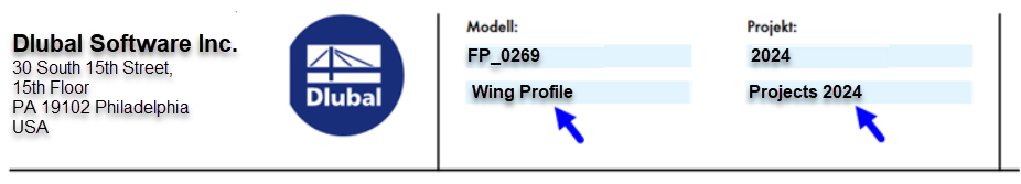 Model and Project Description in Printout Report