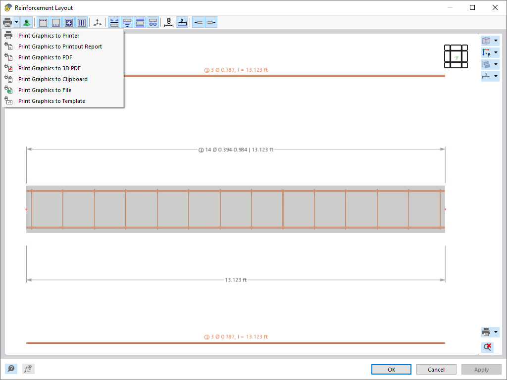 Printing Reinforcement Layout Settings as Template