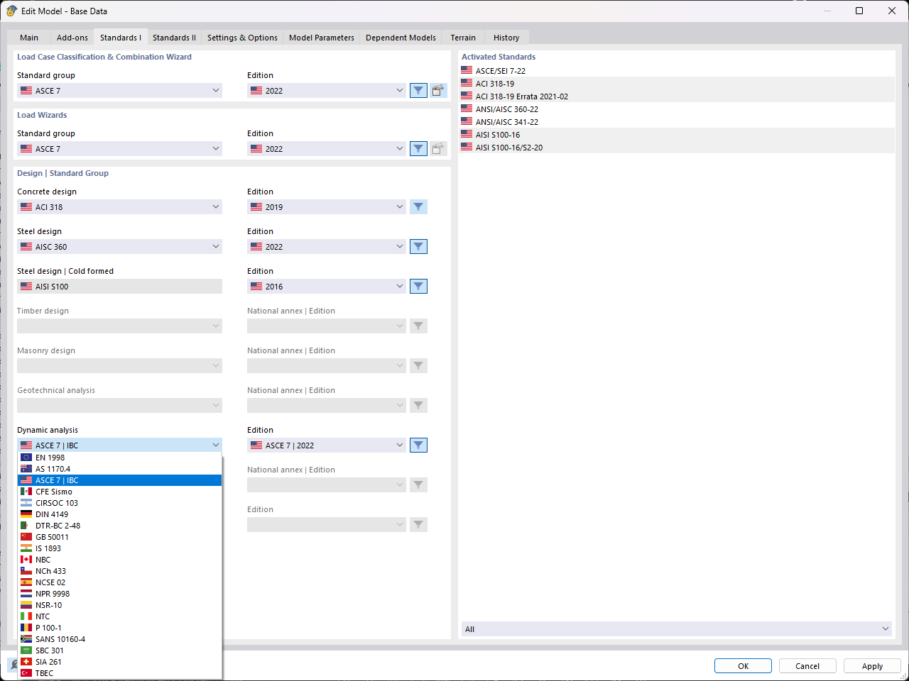 Selecting Standard for Dynamic Analysis