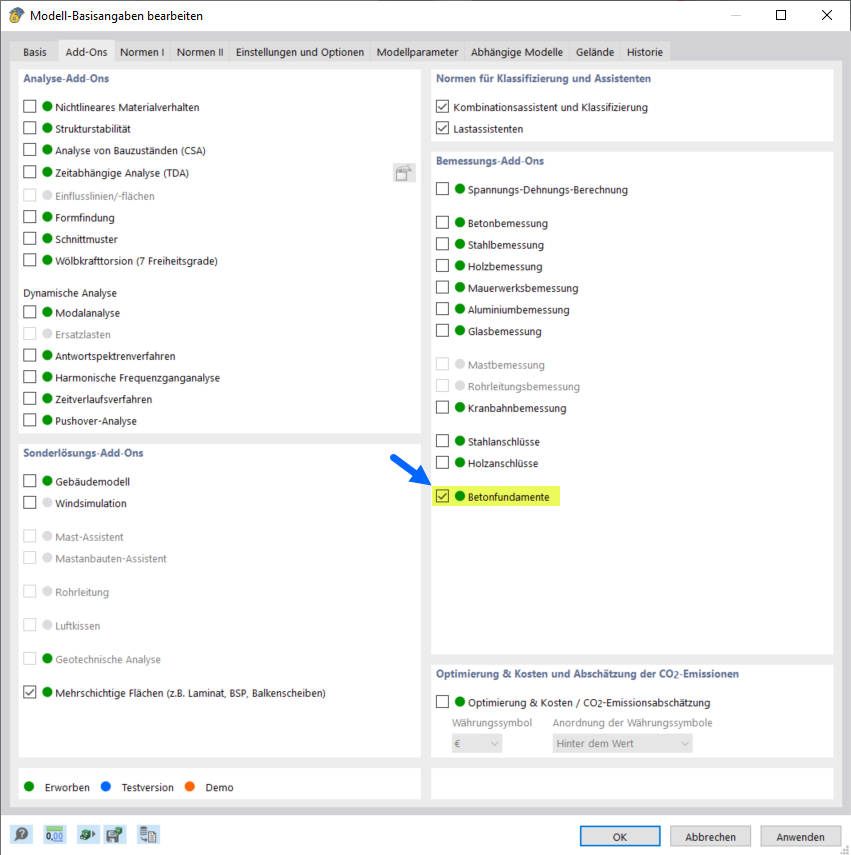 Activating "Concrete Foundations" Add-on