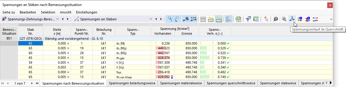 Button "Stress Diagram in Section" in Table Toolbar