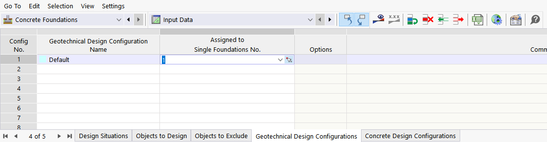 Assigning Geotechnical Configuration via Table