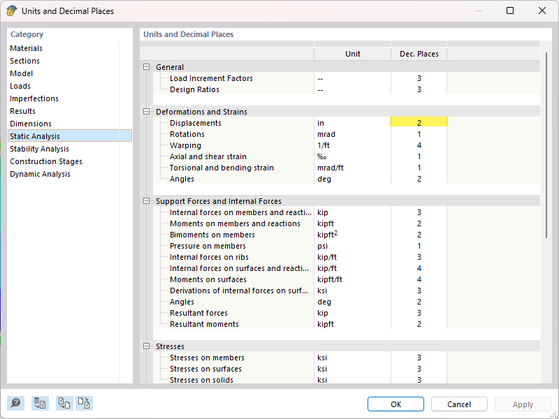 Adjusting Decimal Places for Deformations