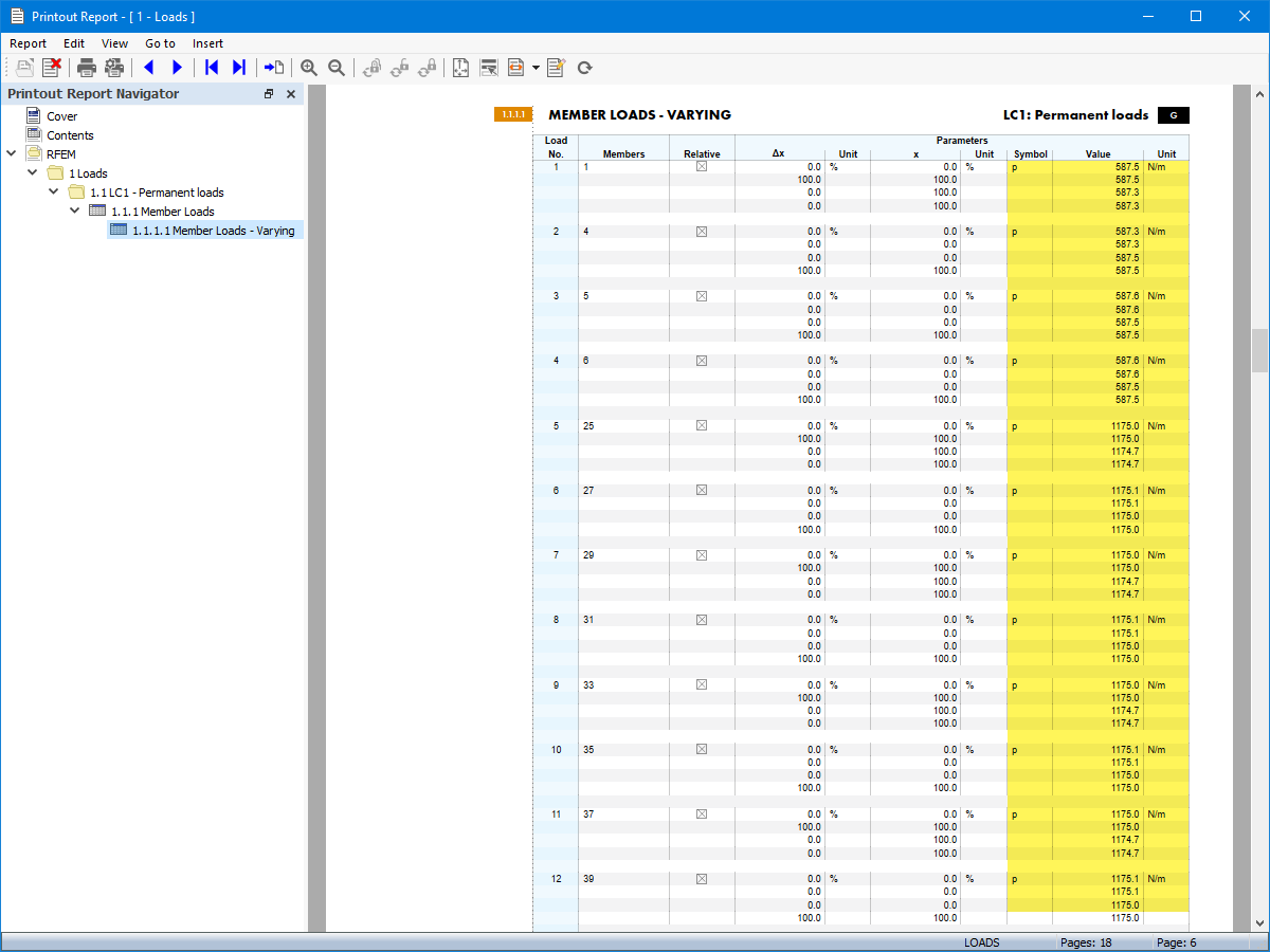 FAQ 005562 | When creating a printout report, is there any option to display the values of loads generated by load transfer surfaces?