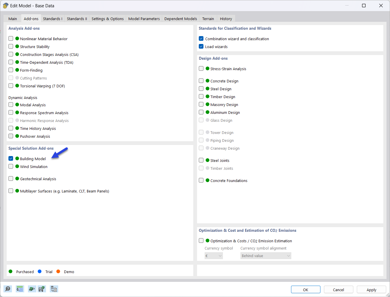 Activating "Building Model" Add-on