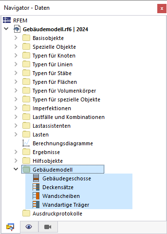 'Building Model' Category in Navigator - Data