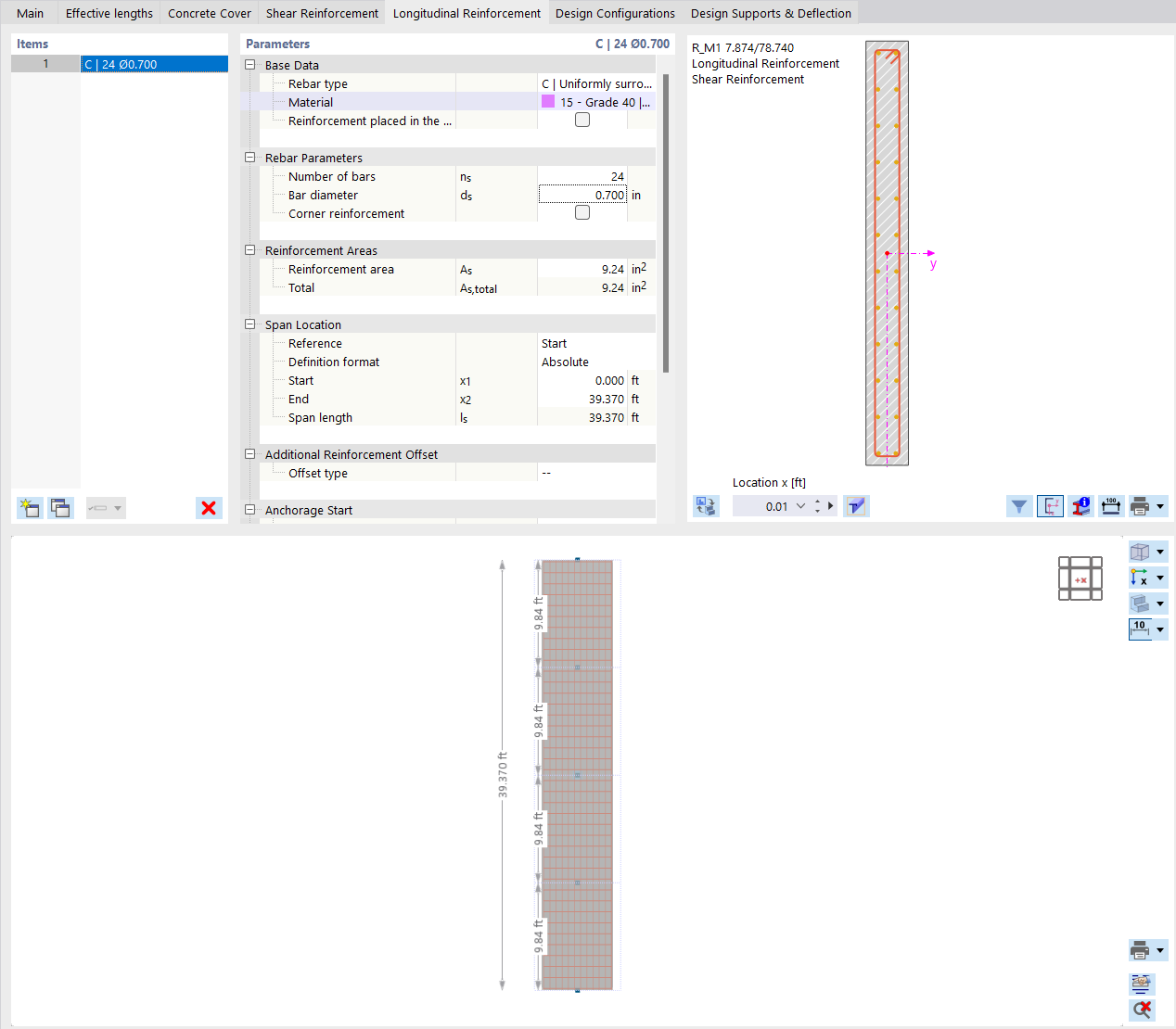 Defining Longitudinal Reinforcement for Result Member