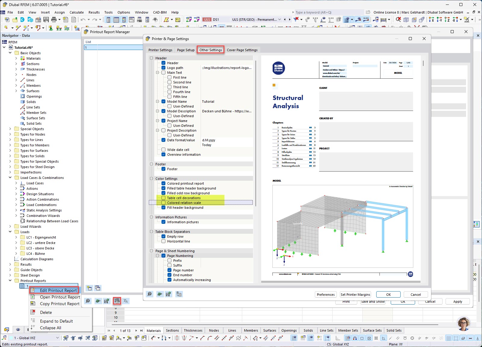 FAQ 005580 | Is it possible to reduce the memory requirements of a printout report in RFEM 6 and RSTAB 9?