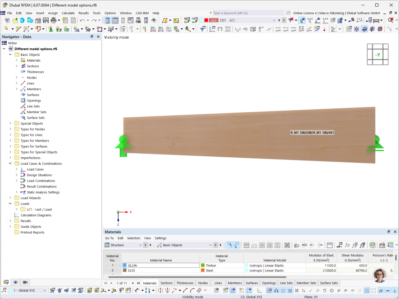 FAQ 005585 | What is the meaning of the error message "Incompatible calculation options" for members with linear section distribution (tapers)?