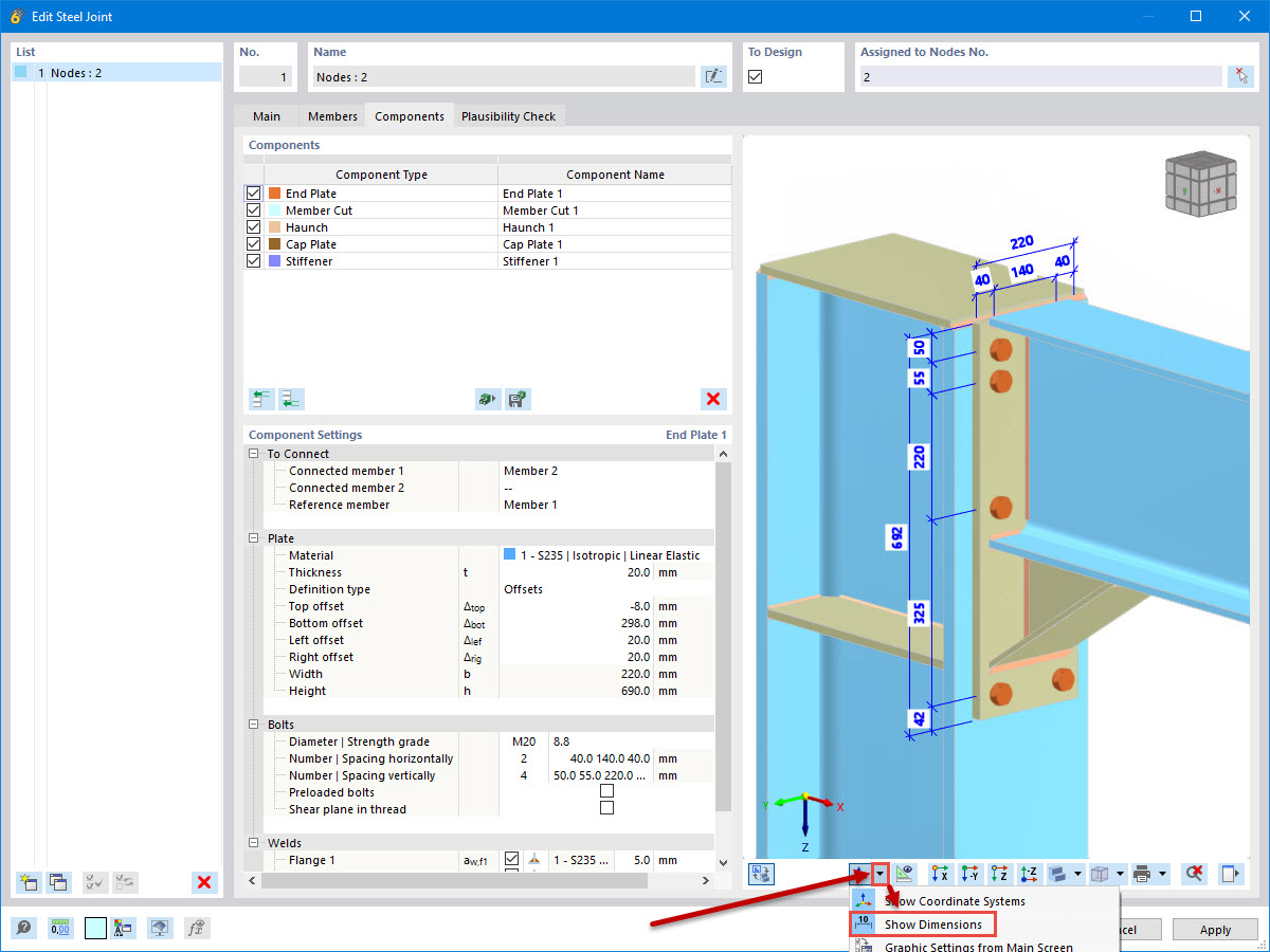 Showing and Hiding Dimensions