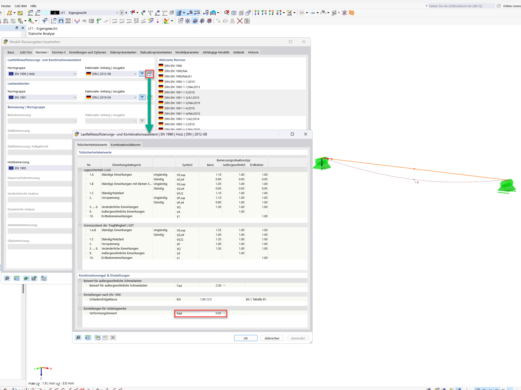 FAQ 005587 | How do I ensure that the correct deformation coefficient k-def is used in the timber design?