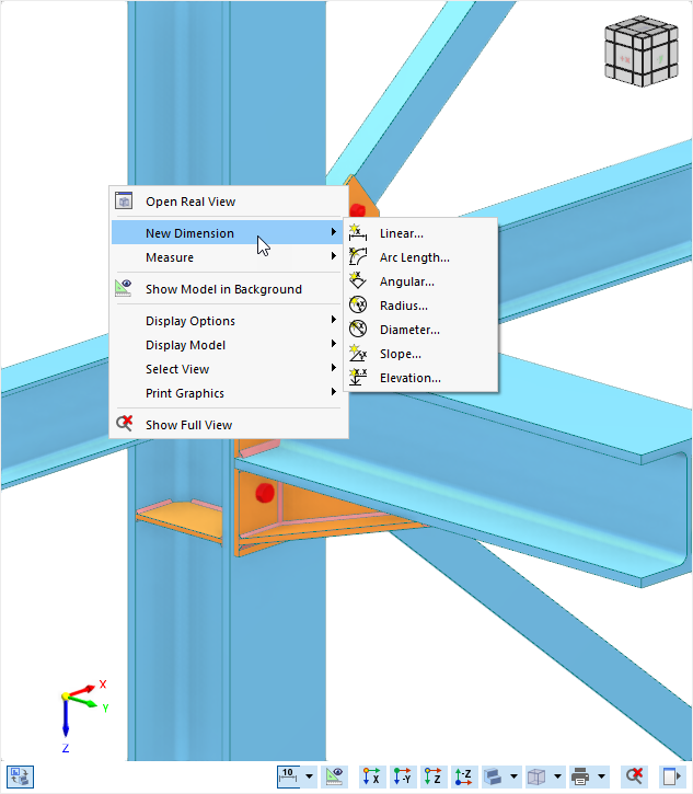 Shortcut Menu with Function for Dimensions