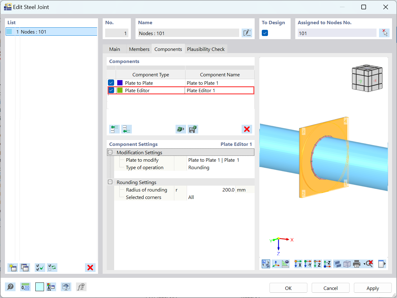 “Plate Editor 1”: Settings