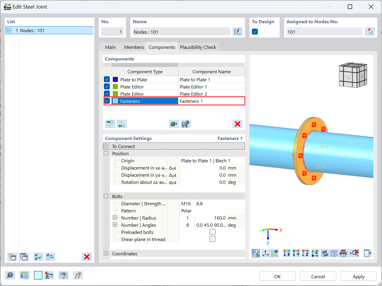 “Fasteners”: Settings