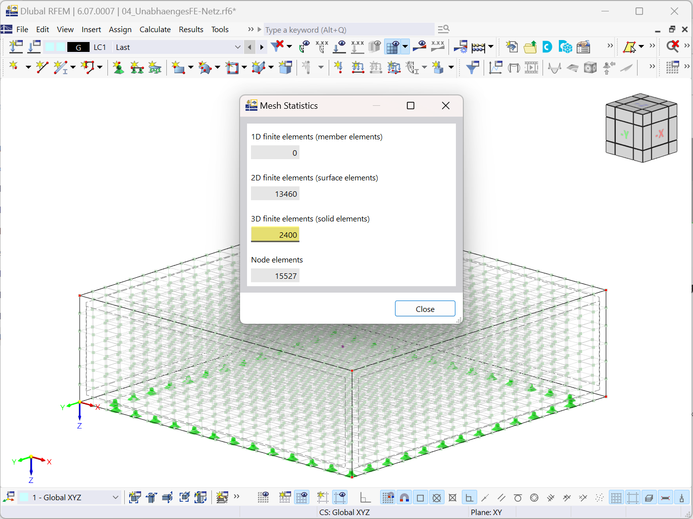 Mesh Statistics for FE Mesh Generated Using “Independent mesh preferred” Function