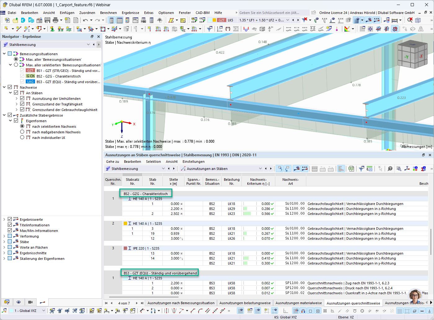 Feature 002867 | Displaying Design Results in Table According to Design Situations