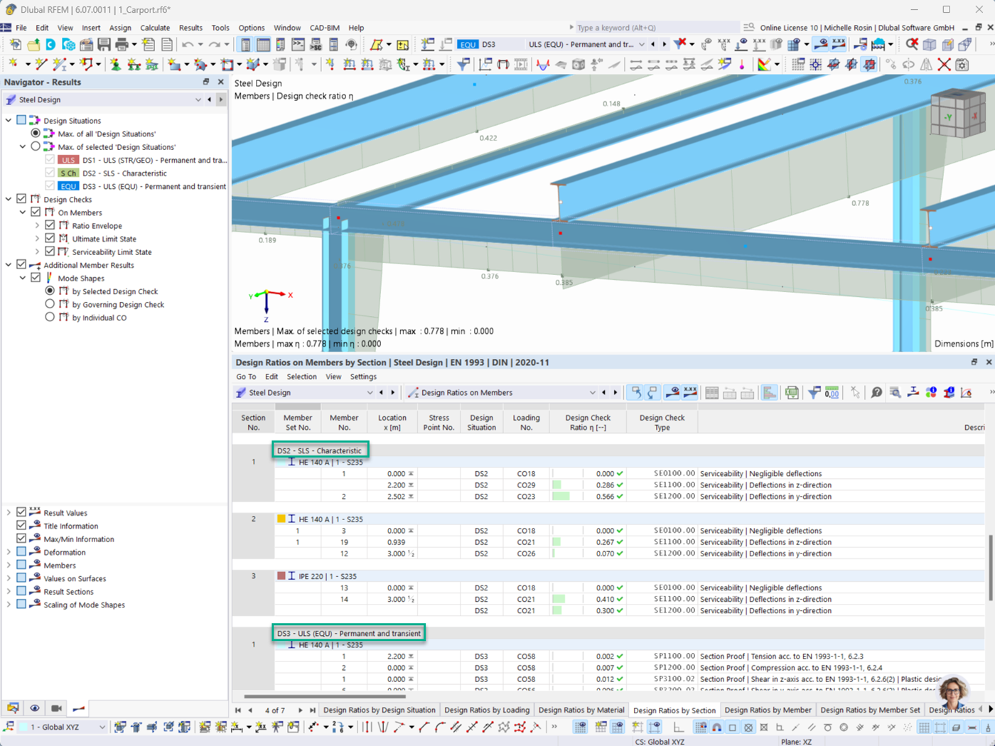 Feature 002867 | Displaying Design Results in Table According to Design Situations