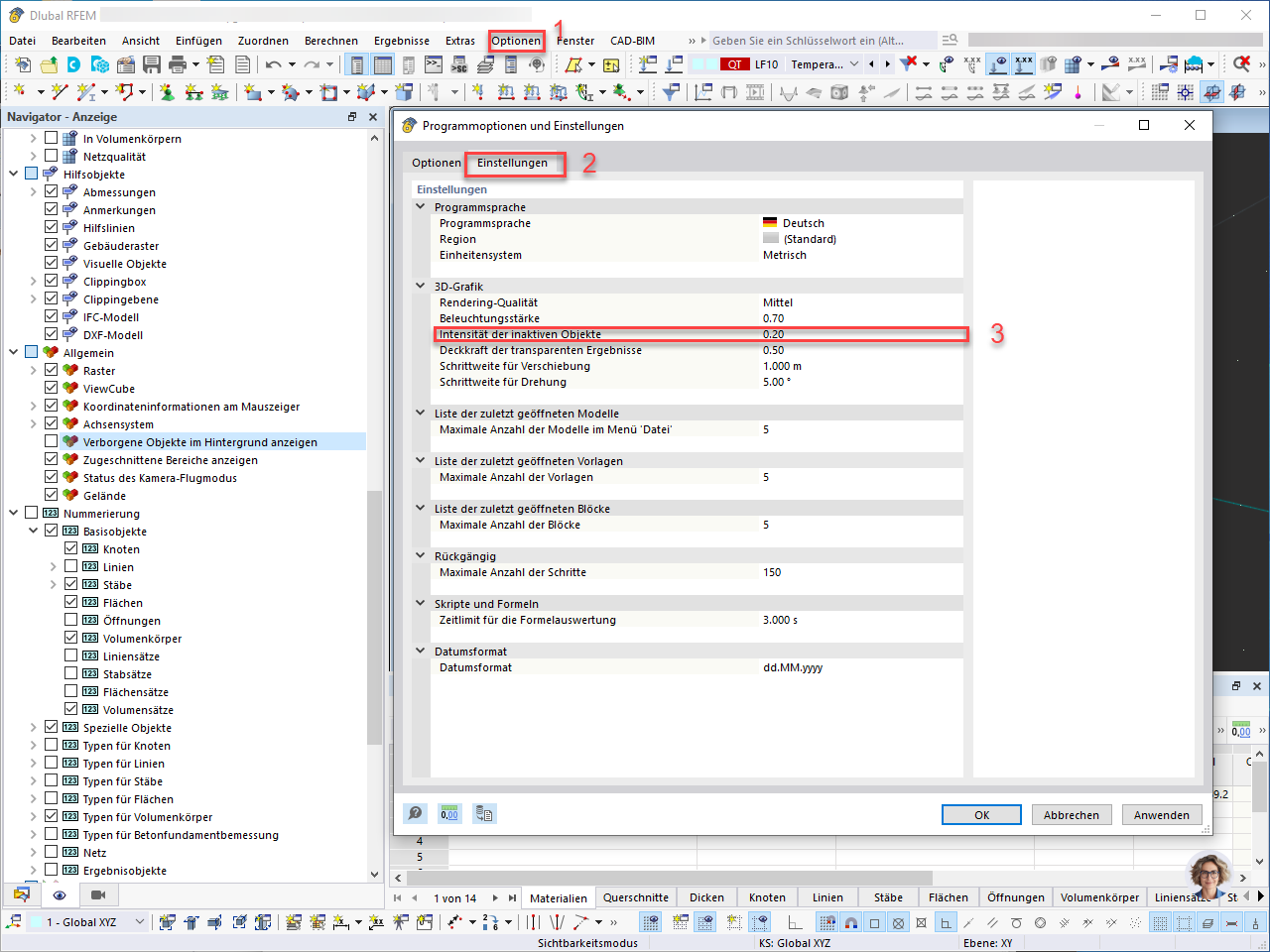 FAQ 005598 | How can I set the display and transparency properties of the objects that are not visible?