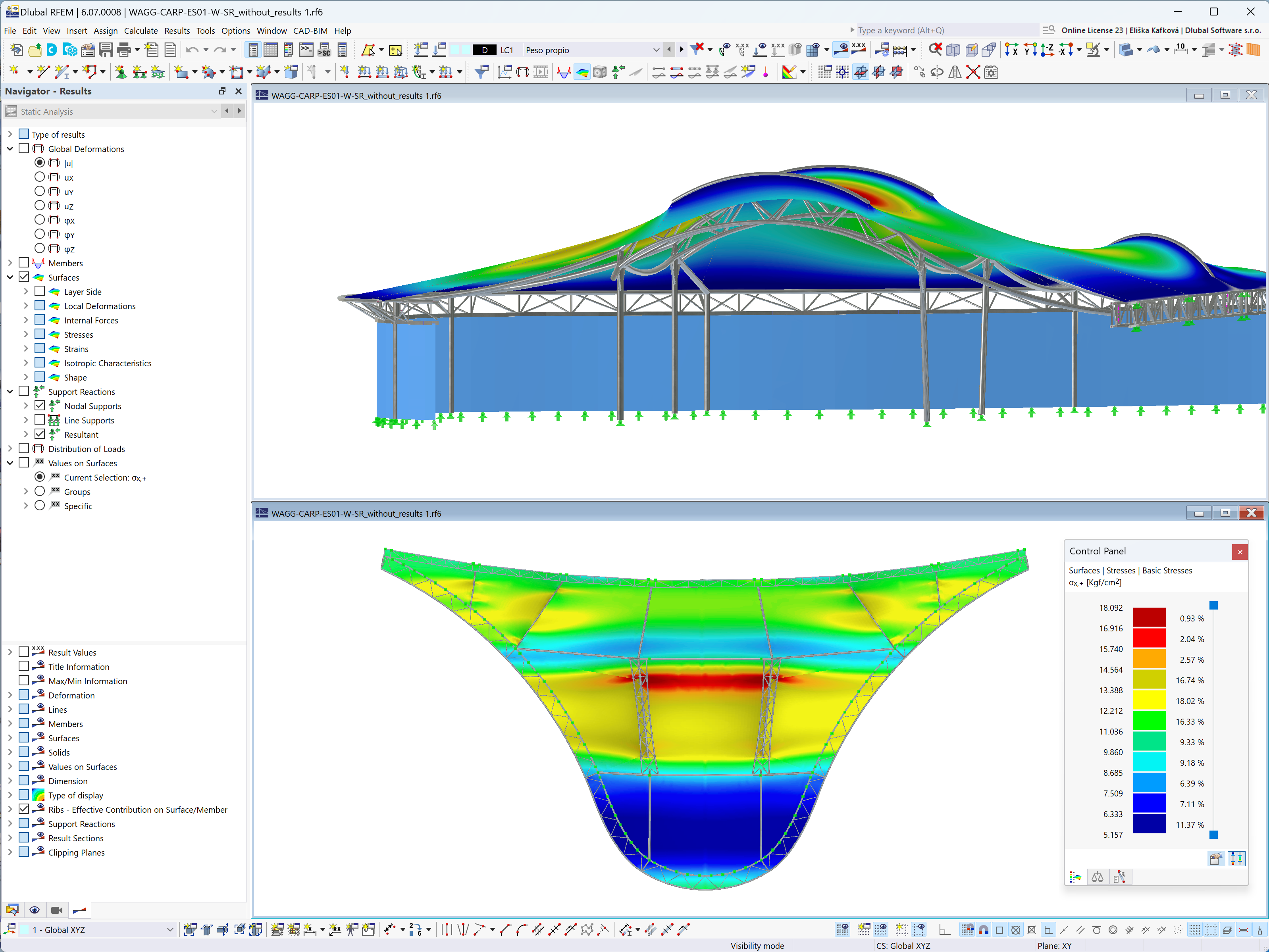 Results of Membrane with Deformed Shape (© Ing. Agustin Alvarez Sarrieta)