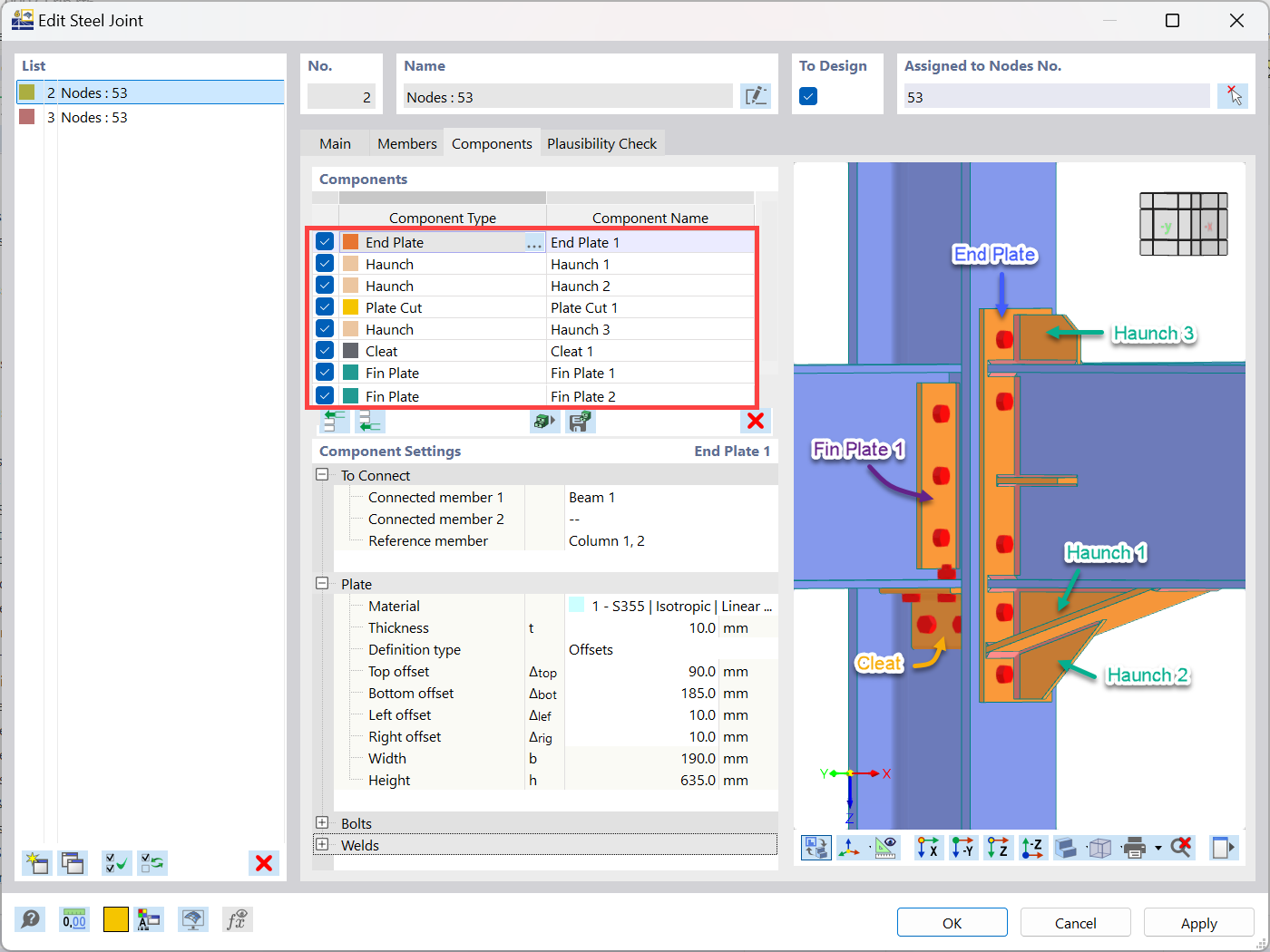 KB 001890 | Use of Rib Component to Model Stiffened Steel Connections