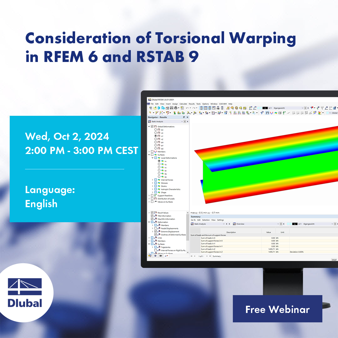 Consideration of Torsional Warping in RFEM 6 and RSTAB 9