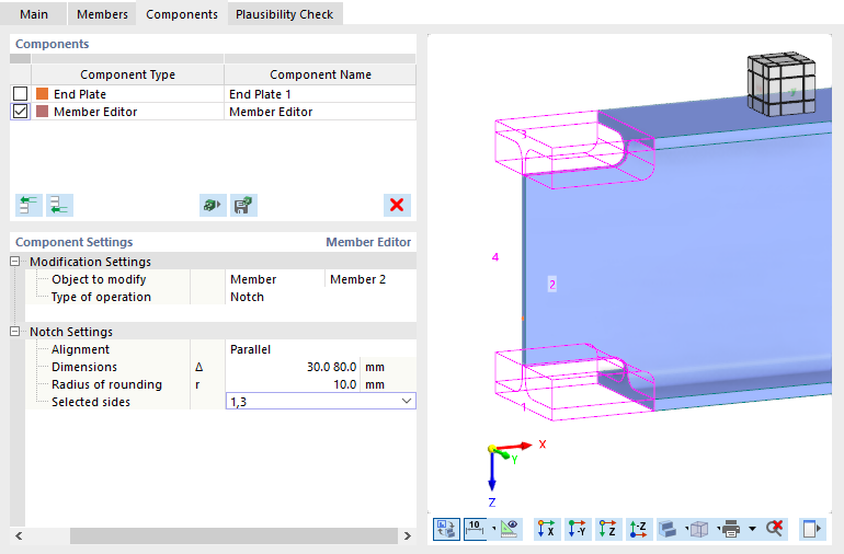 Defining Notches on Member