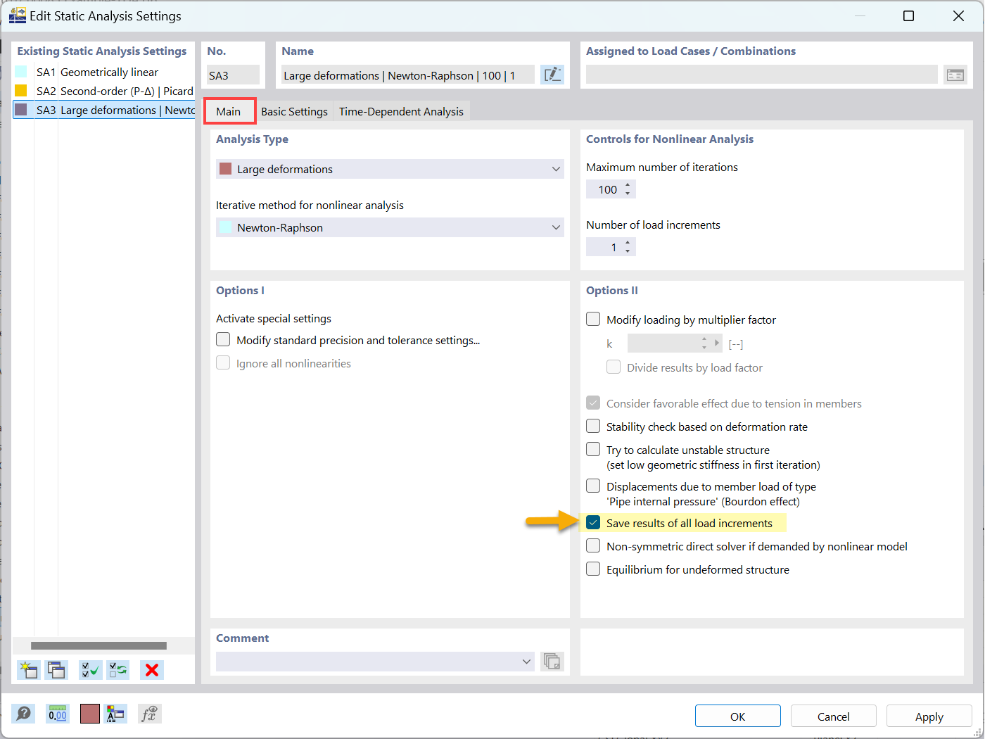 KB 001793 l Option “Save Results of All Load Increments”