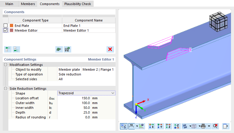 Performing Reduction of Sides in Flange Areas