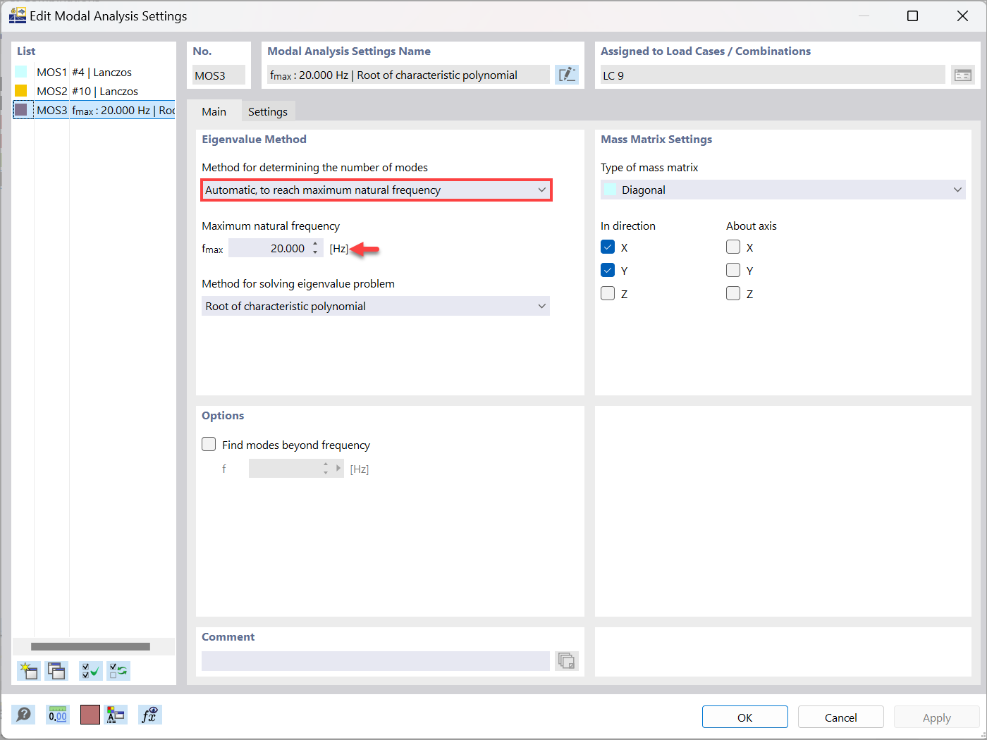 KB 001891 | Methods for Determining Number of Mode Shapes in Modal Analysis Add-on