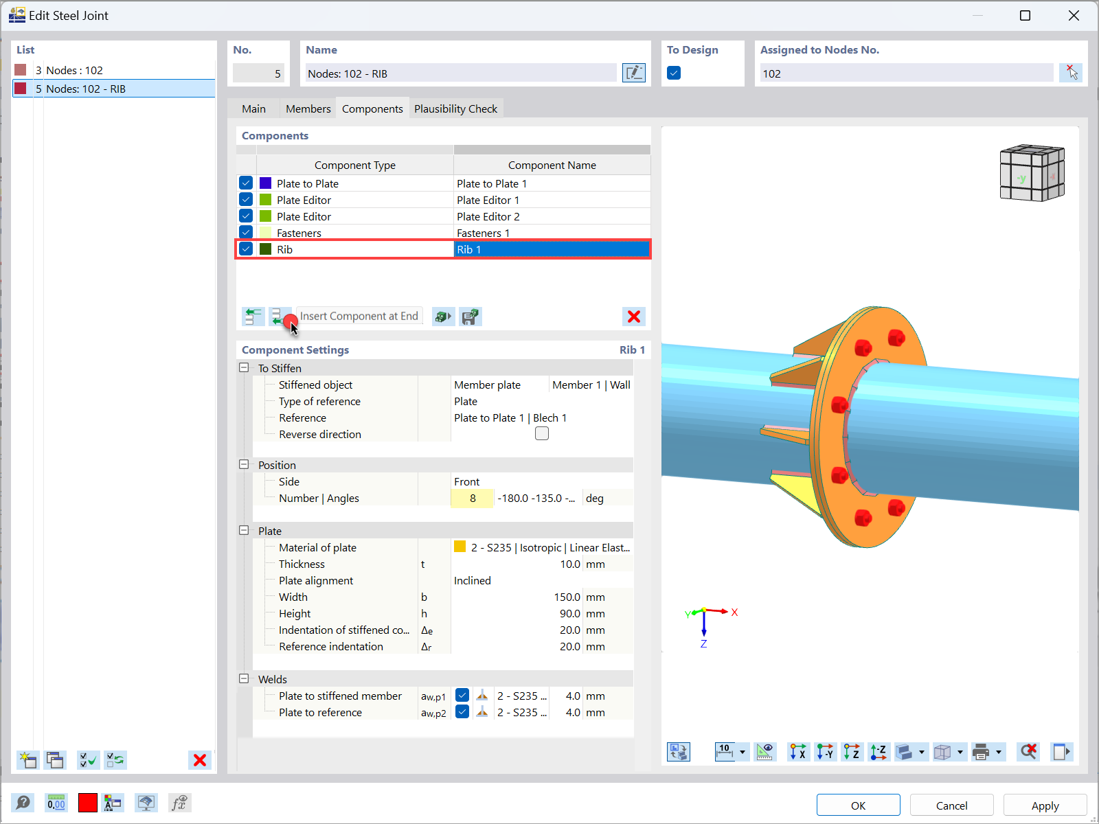 Modeling with “Rib” Component: First Component