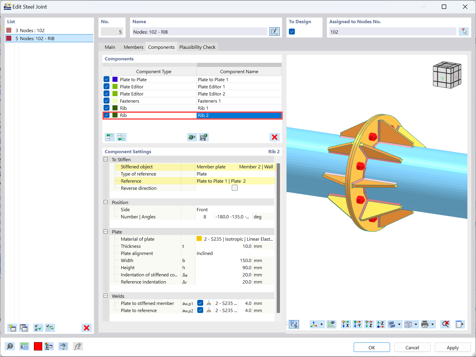 Modeling with “Rib” Component: Second Component