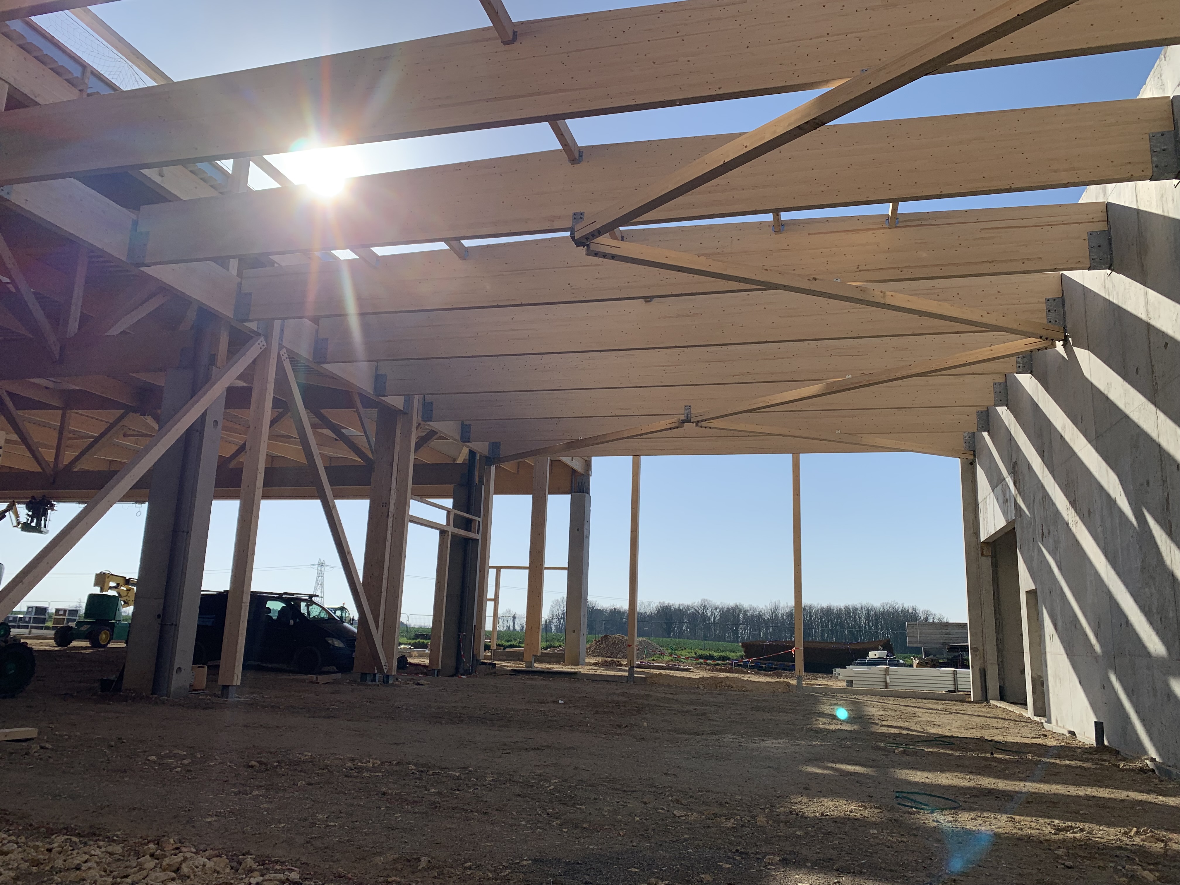 Timber Frame Structure, Interior View | © LCA Construction Bois