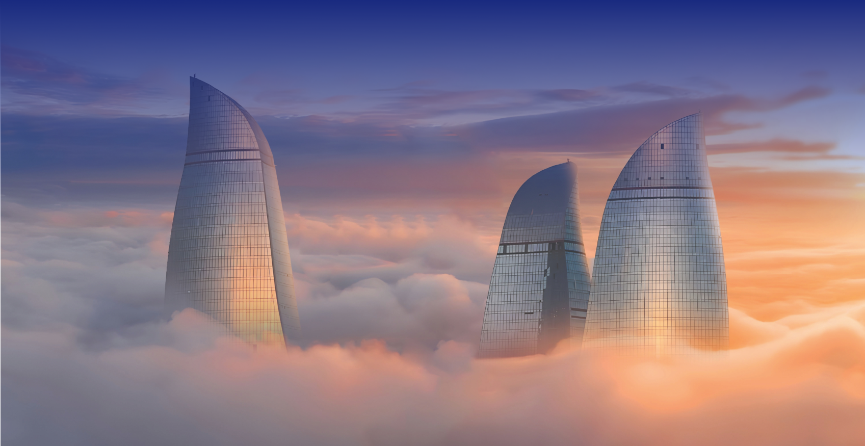 Baku Flame Towers in Baku, Azerbaijan