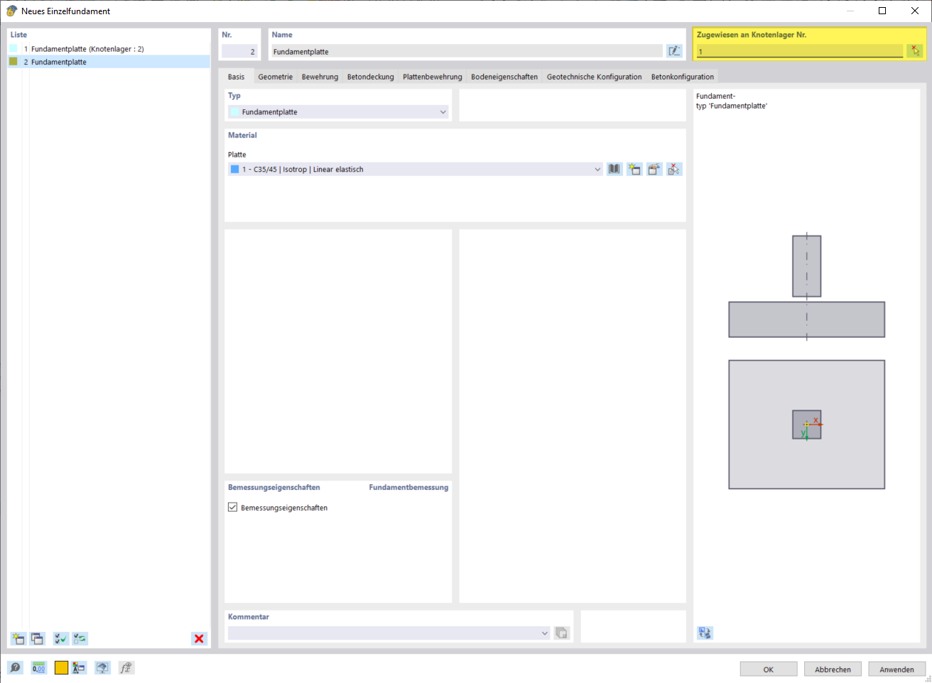 Concrete Foundations | Assigning Single Foundation to Node